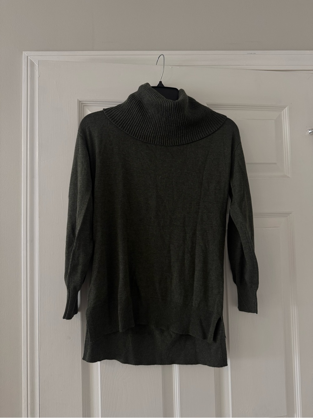 LOFT Olive Green Ribbed Cowl Neck Sweater